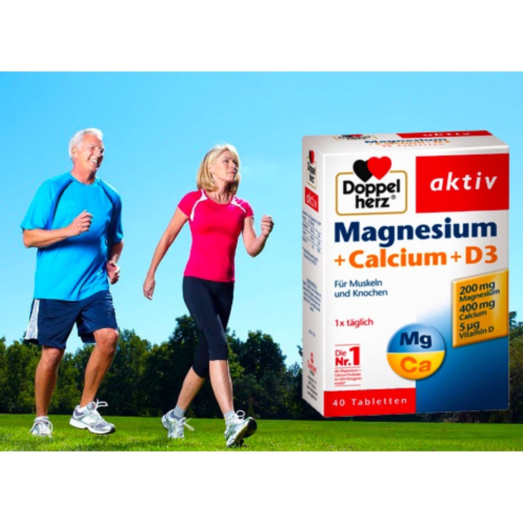 Viên Uống Canxi Doppelherz Magnesium + Calcium + D3 Giúp Xương Chắc Khỏe, Ngăn Ngừa Loãng Xương (Hộp 30 Viên)