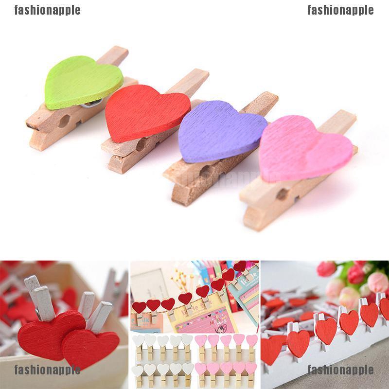Bộ 20 kẹp gỗ hình trái tim mini dễ thương