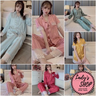 Đồ Ngủ💖Đồ Bộ Pijama Lụa Gấm Chất Liệu Gấm Tơ Cao Cấp