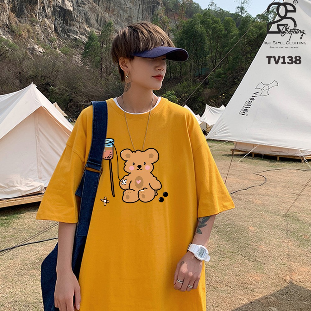 Áo Thun Tay Lỡ 2s Clothing Áo Phông Hình Teddy Dễ Thương Unisex Nam Nữ Cotton Oversize Form Rộng Giá Rẻ In Hình TV138 | BigBuy360 - bigbuy360.vn