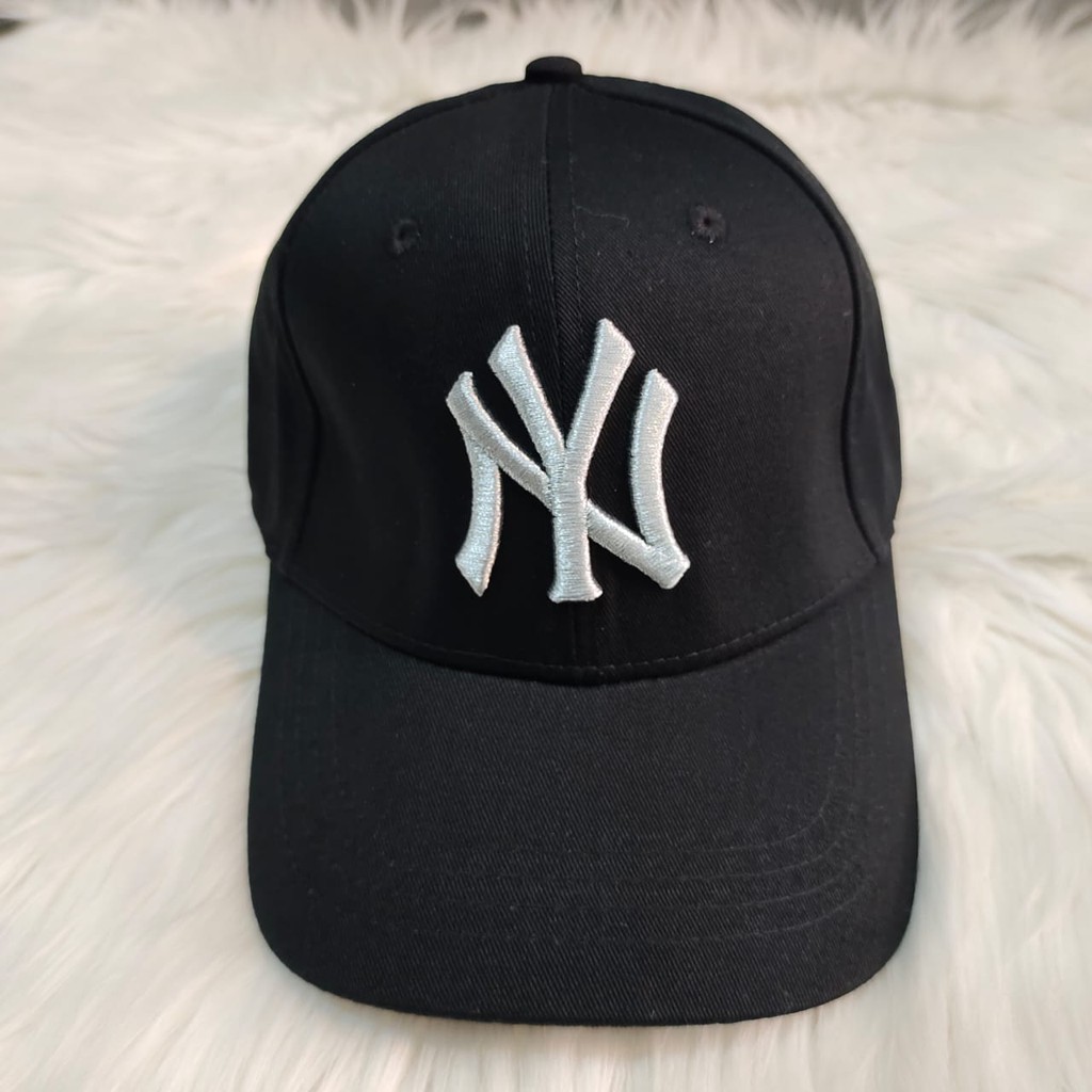 Mũ Lưỡi Trai Màu Đen Bạc In Logo Ny Mlb R-018