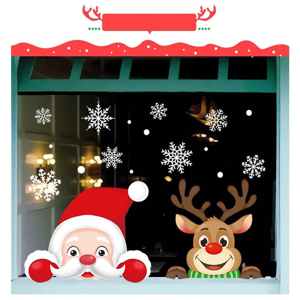 KUNHEV Miếng Dán Trang Trí Cửa Sổ Chống Thấm Nước Họa Tiết Tuần Lộc / Ông Già Noel Độc Đáo