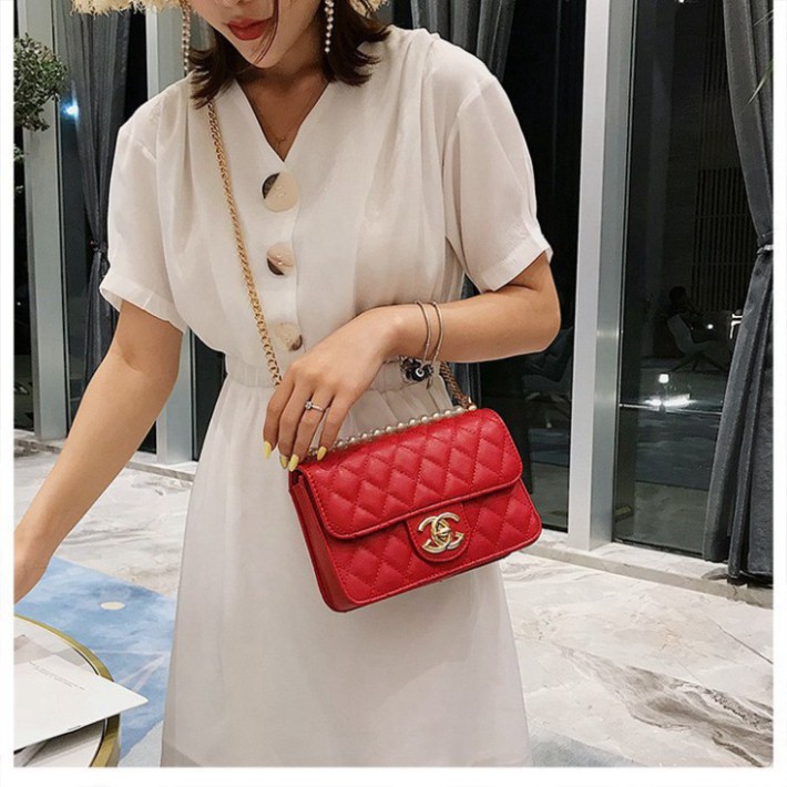 [Nhập Khẩu - FreeShip] Túi xách túi đeo chéo nữ da trám màu trắng hồng đỏ đen cao cấp công sở đi làm dự tiệc | BigBuy360 - bigbuy360.vn