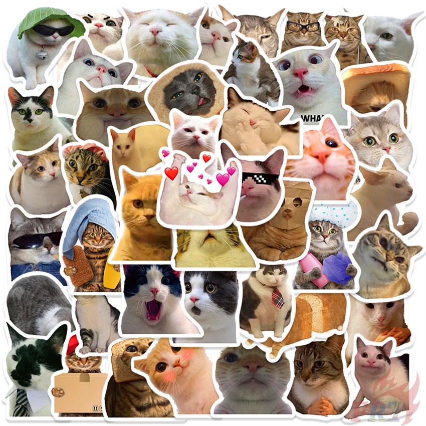 50 Cái / Bộ ❉ Sticker Dán Trang Trí Hình Mèo Emoji Ngộ Nghĩnh 01 ❉ Sticker Dán Tường Chống Thấm Nước Họa Tiết Doodle Hợp Thời Trang