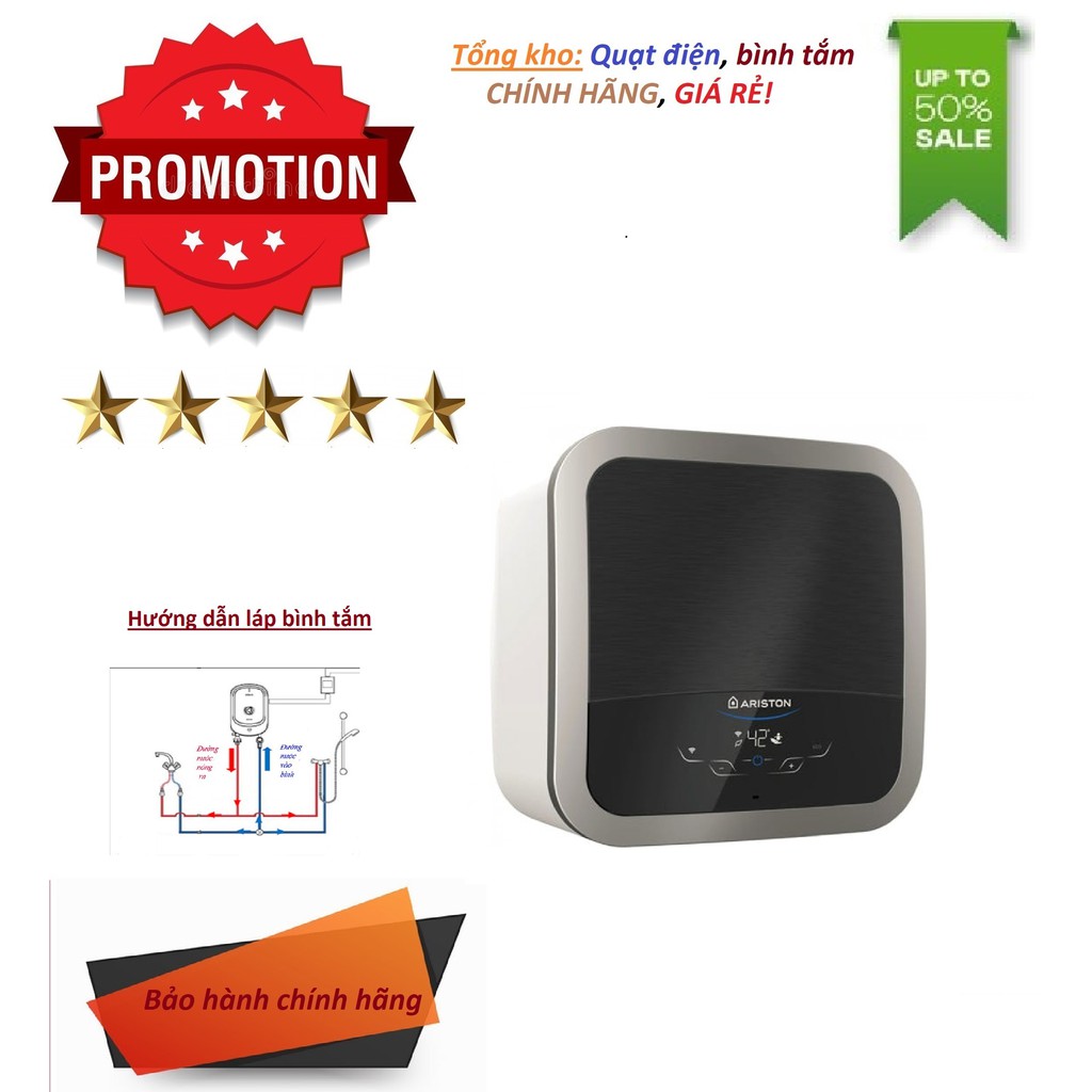 Bình tắm nóng lạnh gián tiếp Ariston AN2 TOP WIFI 15 lít, BH 10 năm