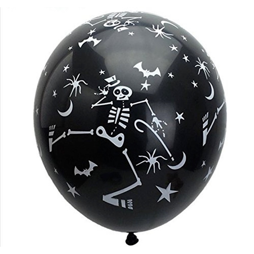 Set 10 Bong Bóng Màu Cam Đen / Đen Độc Đáo Trang Trí Tiệc Halloween