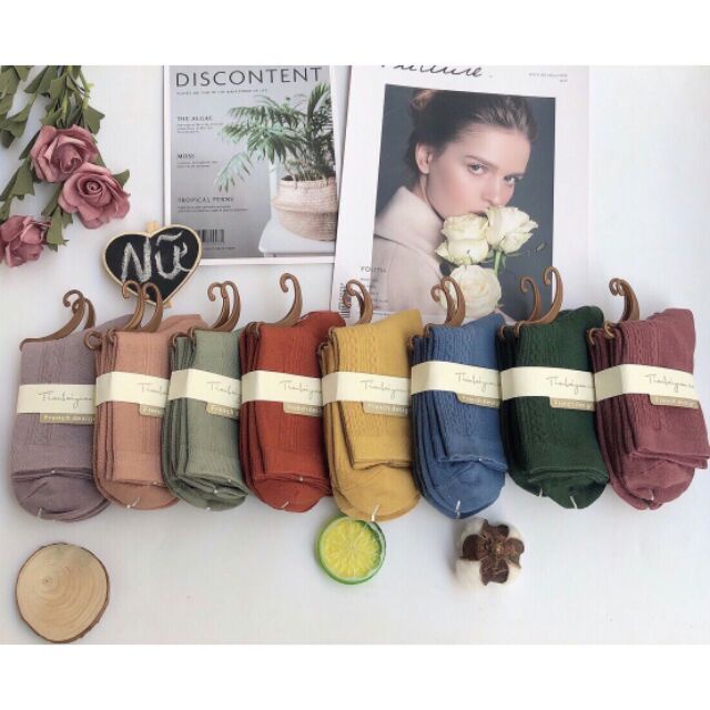 (XẢ) combo 10 đôi tất gân nữ siêu cute,đẹp chất liêu dệt cotton dày dặn đi thoáng khí