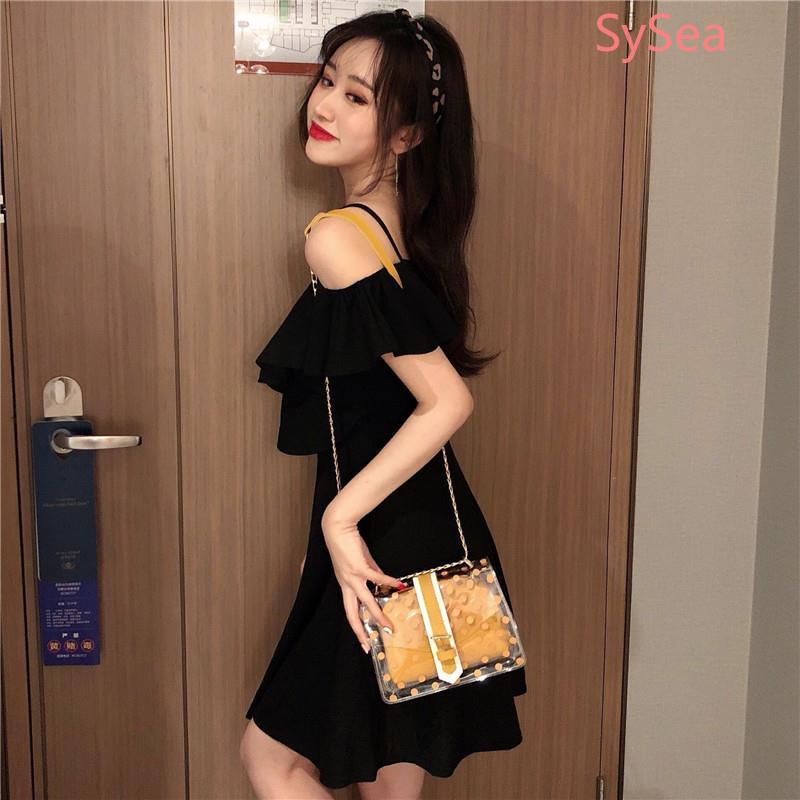 Đầm Hai Dây Cổ Chữ V Màu Sắc Đơn Giản Thời Trang Mùa Hè Cho Nữ