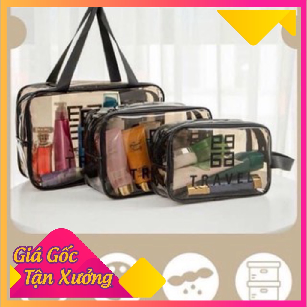 [XẢ LỖ] [Set 3 Túi] Túi Đựng Mỹ Phẩm Trong Suốt Chống Thấm Nước Đa Dạng Kích Thước Đi Biển Đi Bơi Tiện Lợi Du Lịch