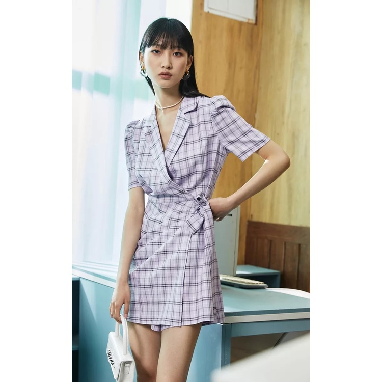 Vero Moda JUMSUIT BỘ Áo Liền Quần Xếp Ly Tay Phồng Kẻ Sọc Cho Nữ 321278033