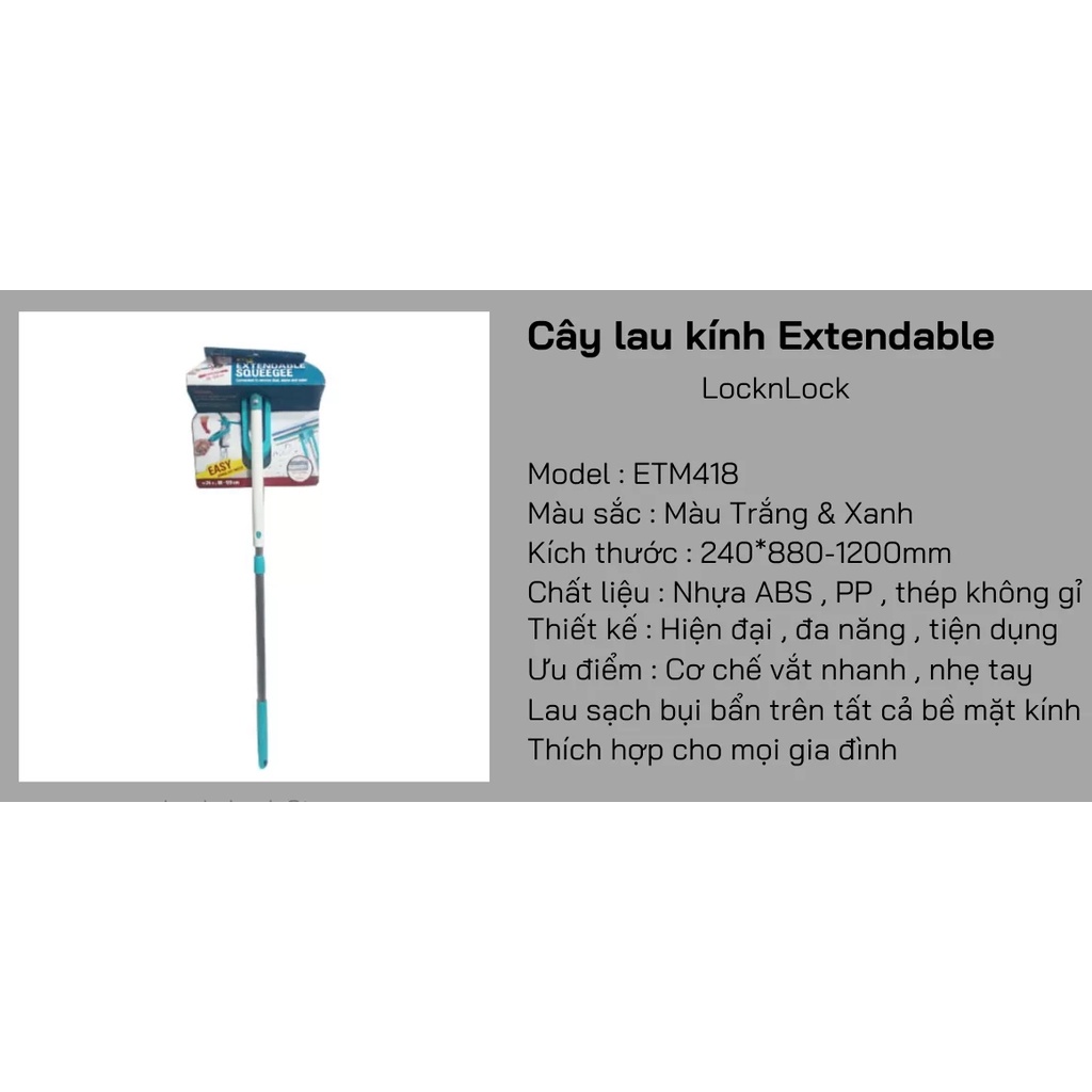 Cây Lau Kính Extendable Squeegee Lock&amp;Lock ETM418