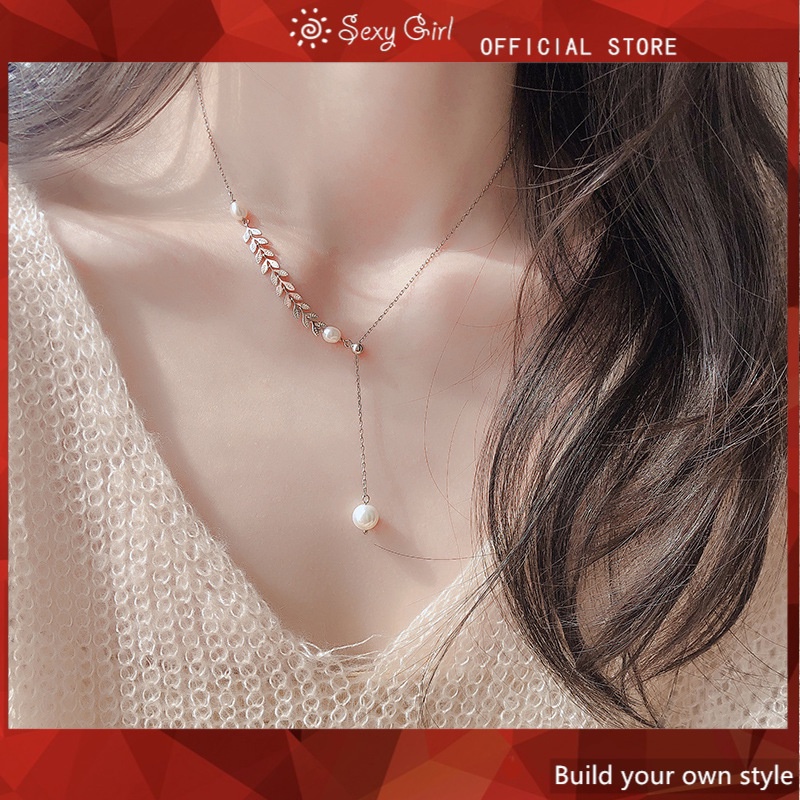 Vòng Cổ Choker Hai Lớp Mỏng Màu Vàng Đính Ngọc Trai Thời Trang Quyến Rũ Cho Nữ