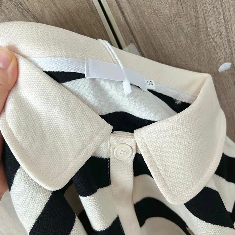 Áo Polo Nữ Ngắn Tay Kẻ Ngang Thêu Hình Quả 🍒  ❤️