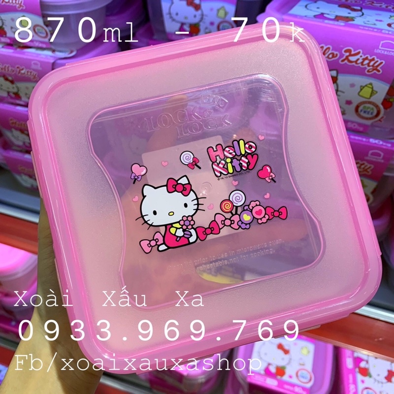 Hộp nhựa lock&lock 4 khoá cài hoạt hình Hello Kitty