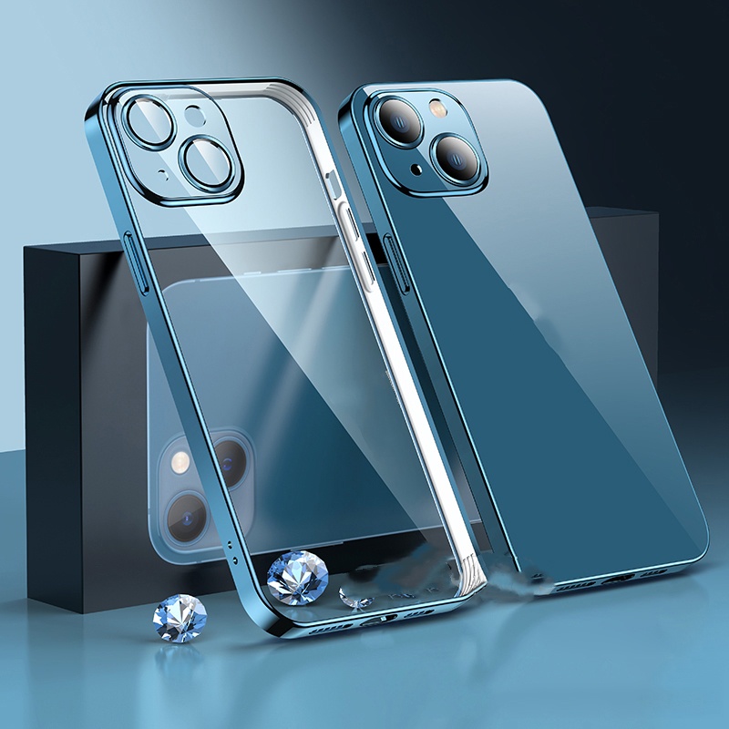 Ốp Điện Thoại Silicon Trong Suốt Chống Sốc Bảo Vệ Ống Kính Sang Trọng Cho IPhone 14 Plus 11 12 13 Pro Max