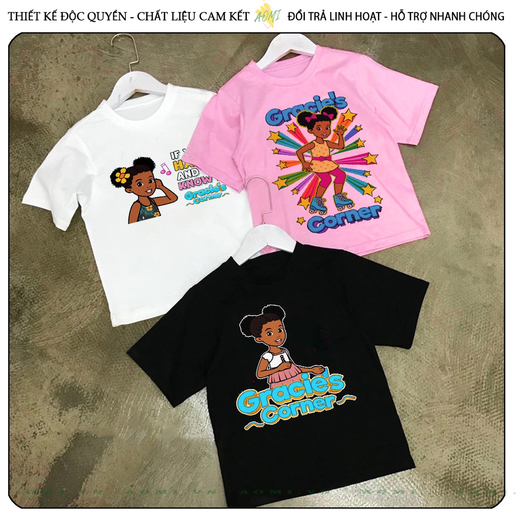 ÁO THUN Phonics Song - Gracie's Corner UNISEX PHÔNG ĐEN TAY NGẮN NAM NỮ GIA ĐÌNH CẶP ĐÔI SIZE TRẺ EM BÉ TRAI GÁI AOMIVN