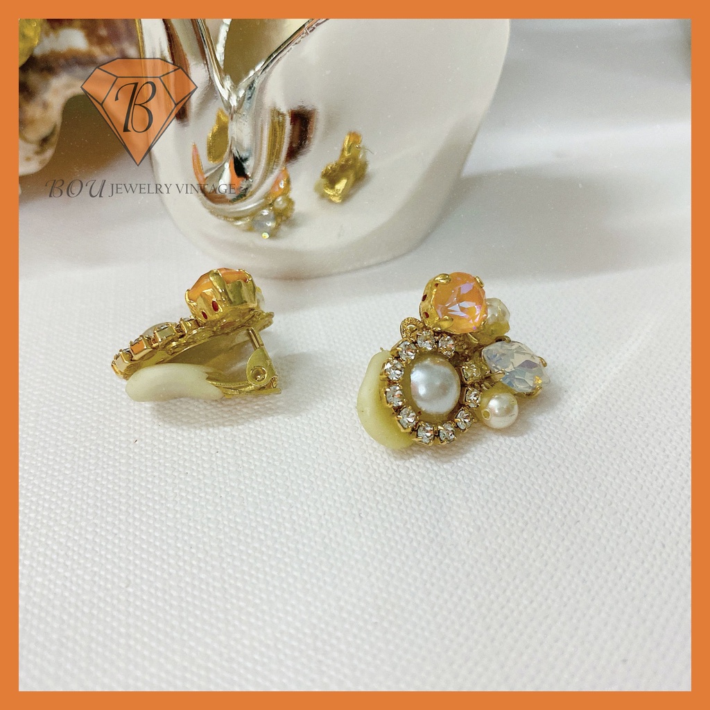 BÔNG TAI TRAI NHÂN TẠO SECONDHAND TRANG SỨC SI NHẬT BẢN BOU JEWELRY VINTAGE MÃ BT124