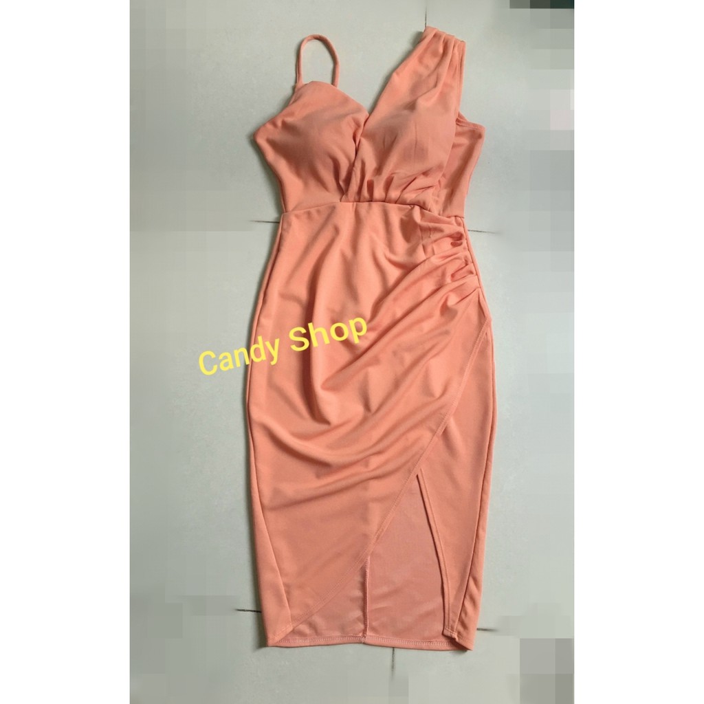 Đầm body xếp ly xoắn eo xẻ tà kèm mút siêu HOT | BigBuy360 - bigbuy360.vn