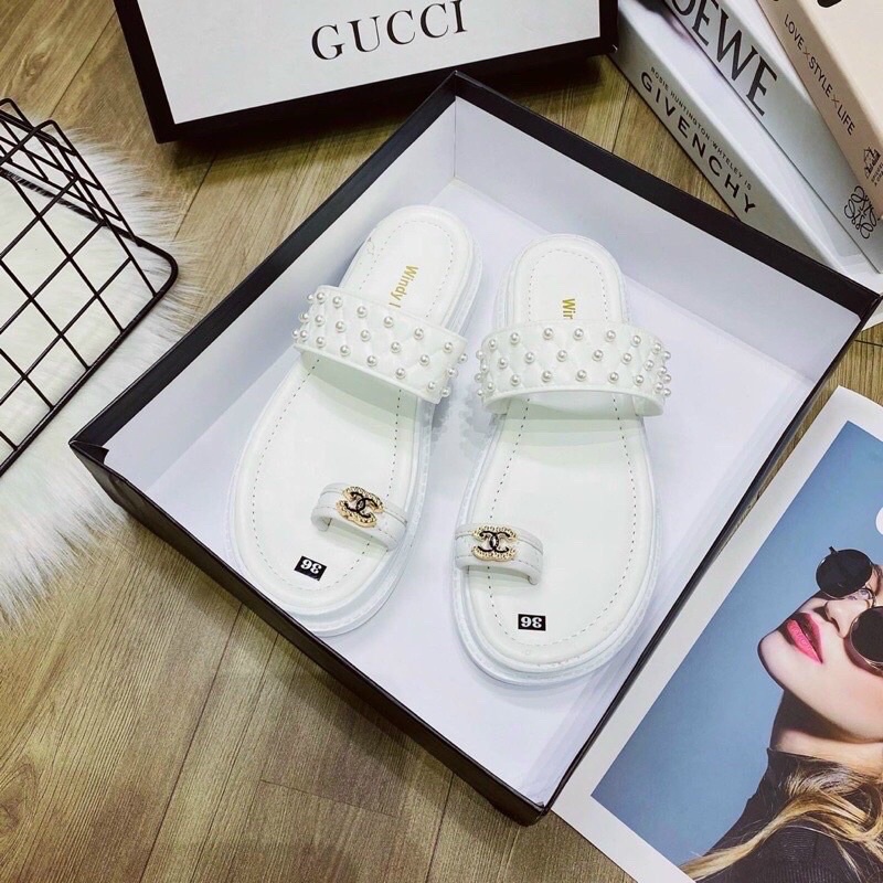 Dép bánh mỳ nữ đế 3 phân sỏ ngón đính ngọc