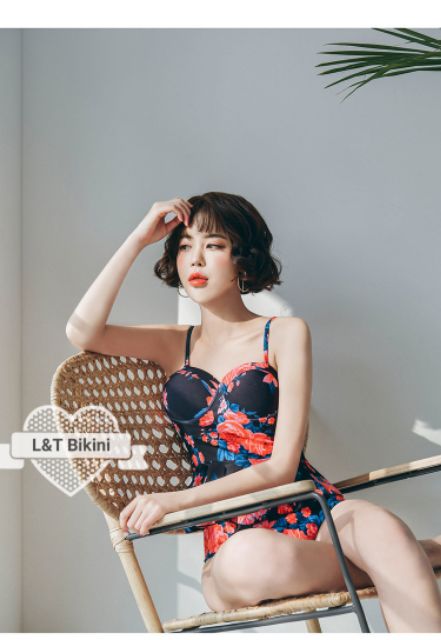 Tankini 2 mảnh hoa hồng