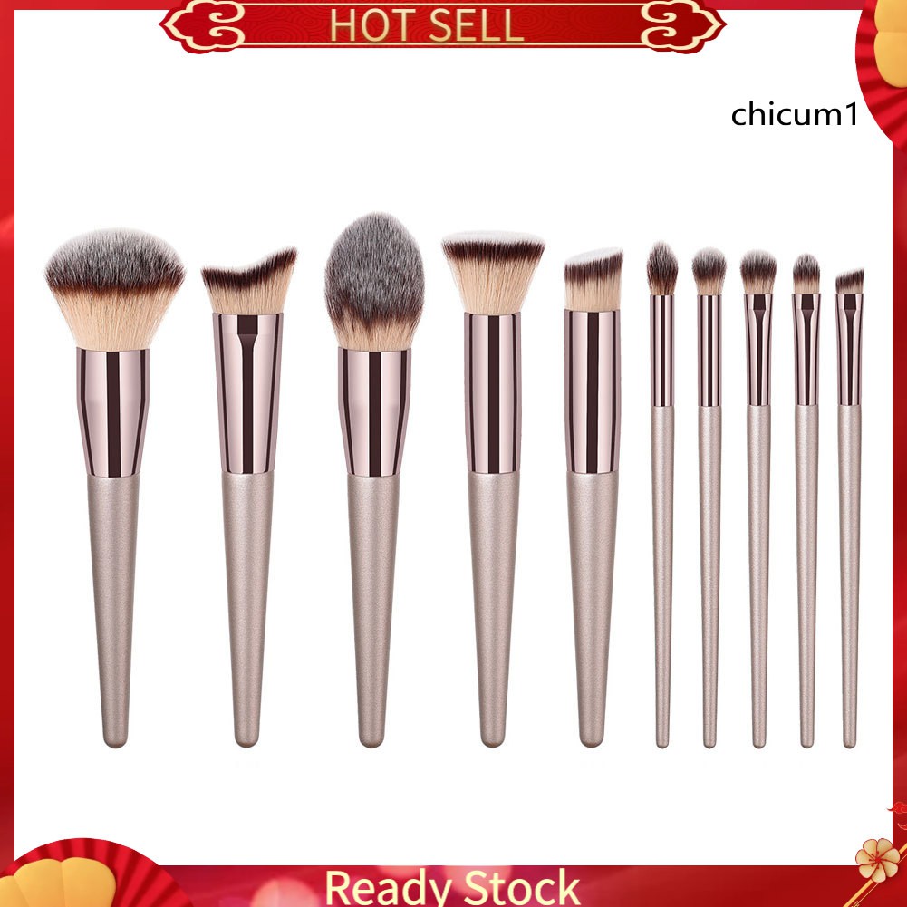 [Hàng mới về] Cọ Trang Điểm Đánh Phấn Nền Cán Vàng Nâu Tiện Dụng