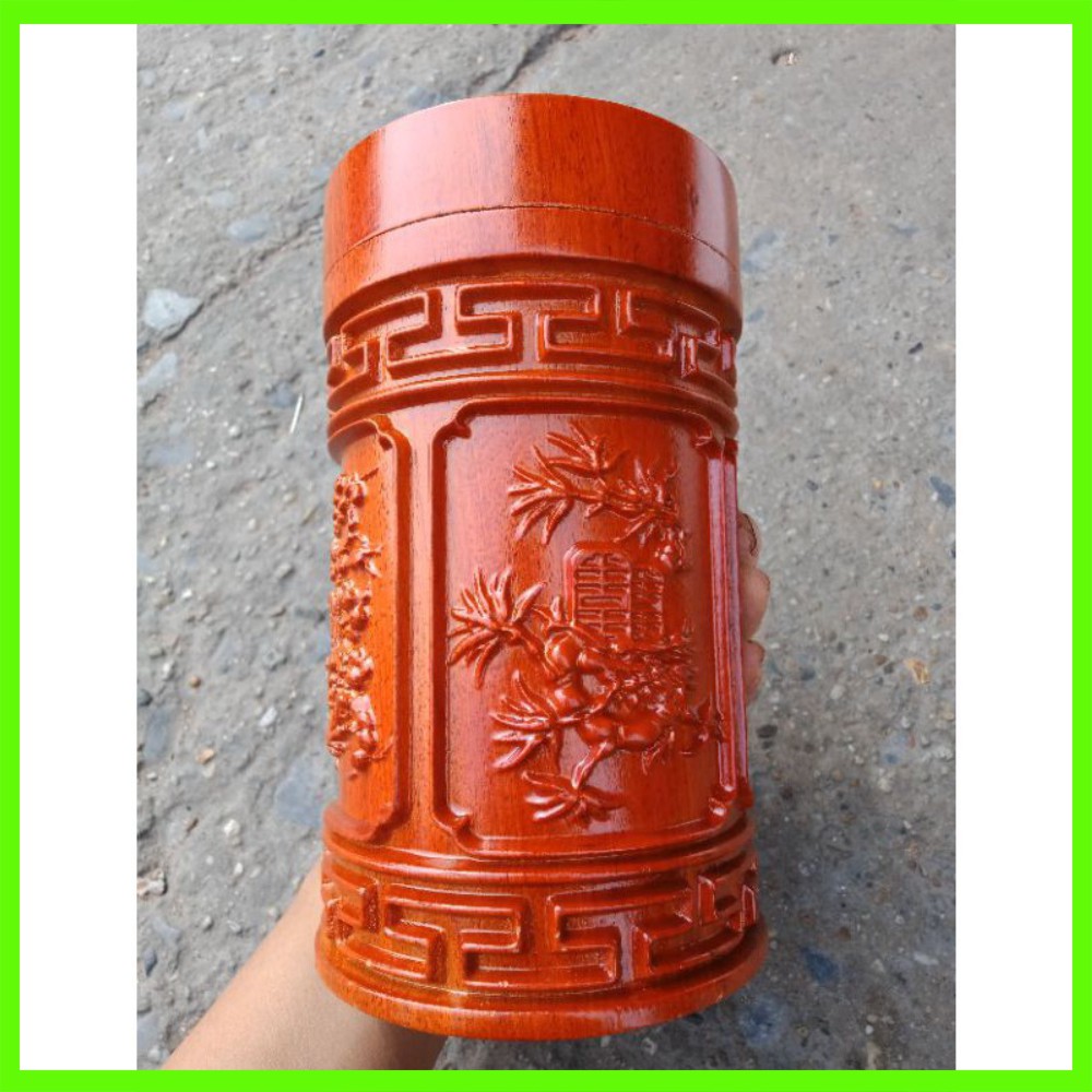 Hộp trà liền khối gỗ hương đá/ Hộp trà đục tứ quý giá rẻ