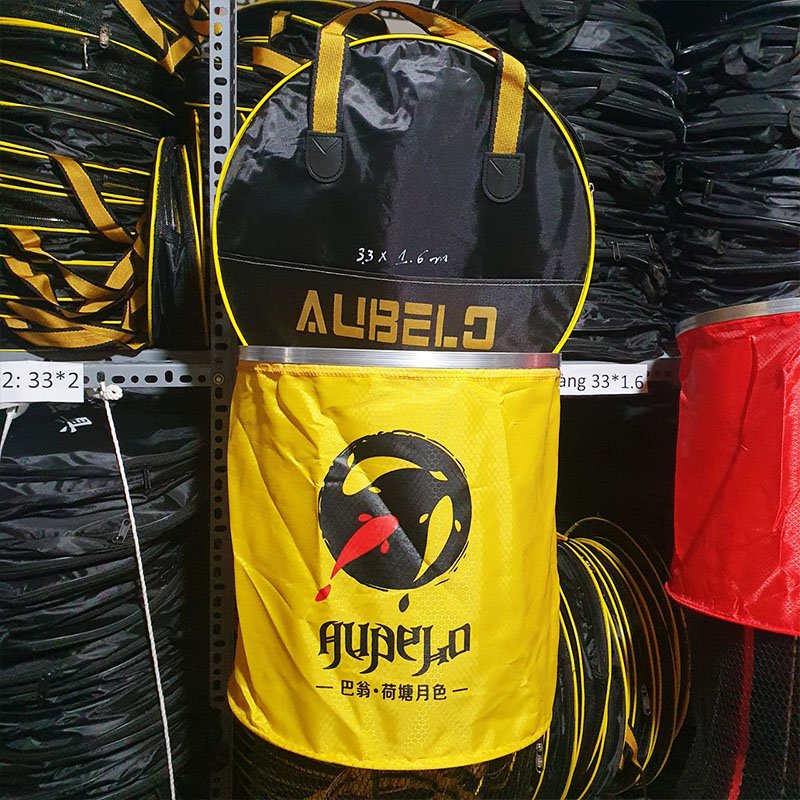 Rọng đựng cá ALiBELO cao cấp khung kim loại, mắt lưới nhỏ siêu bền. mắt lưới nhỏ đều có giãn tốt