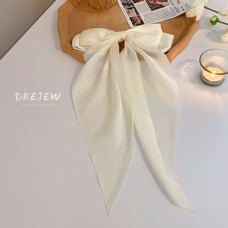 DREJEW Kẹp Tóc Nơ Vải Tua Rua Phong Cách Cổ Điển Thời Trang Cho Nữ