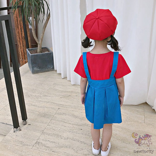 Set váy / áo và quần short  phong cách super mario thời trang cho bé