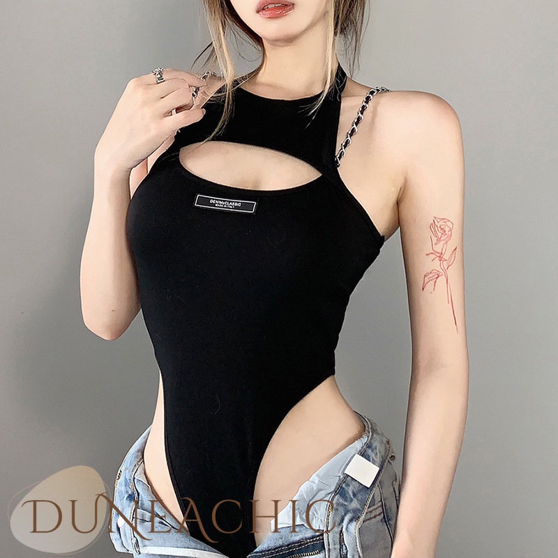 DUNEA Bộ Áo Liền Quần Không Tay Hở Lưng Gợi Cảm Dành Cho Nữ