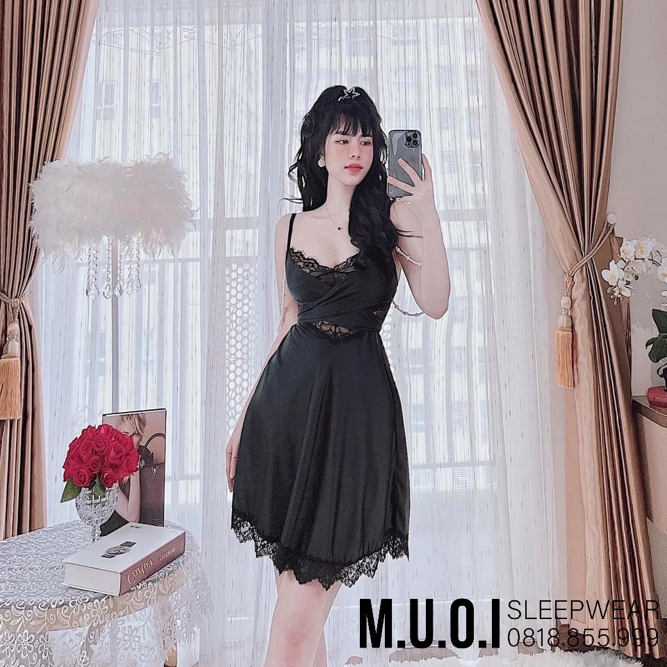 [FREESHIP]Váy ngủ sexy QUẢNG CHÂU-SX 110-Váy ngủ lua phối ren ngực dây ngọc sexy QUẢNG CHÂU - hàng có sẵn(video+ ảnh)