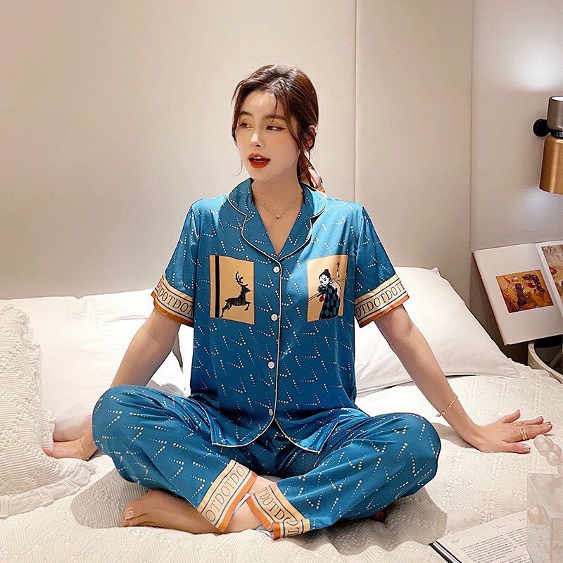 set ngủ piama chất liệu satin cao cấp nhập QC P004