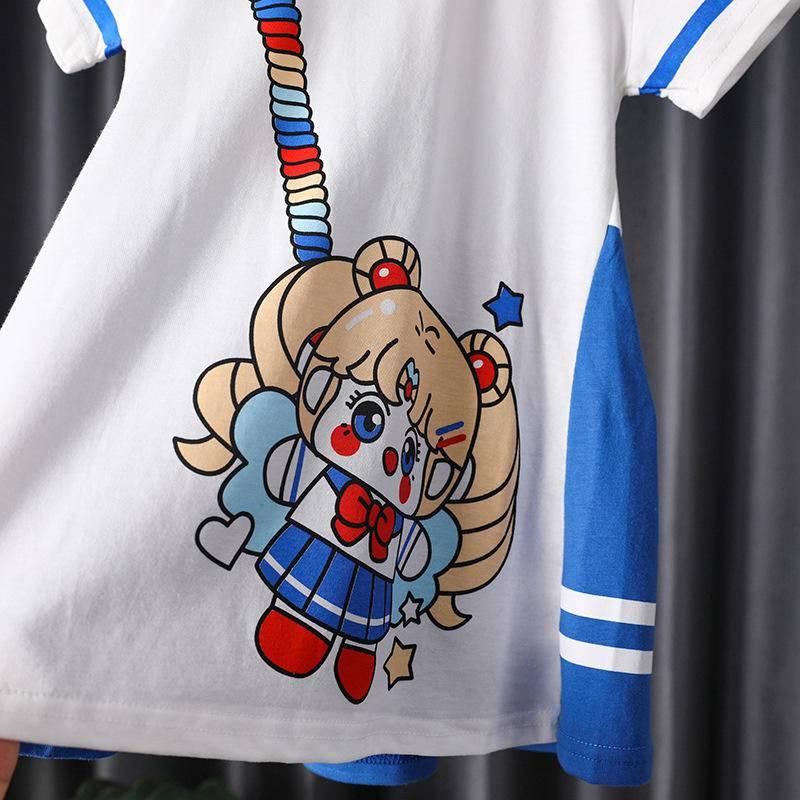 Đầm công chúa giả hai mảnh phong cách mùa hè Nhật Bản dễ thương chất liệu cotton dành cho bé gái