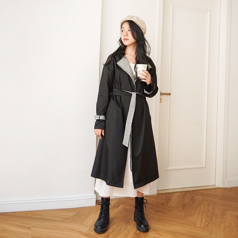 Áo khoác Khaki Trenchcoat dáng dài kèm đai