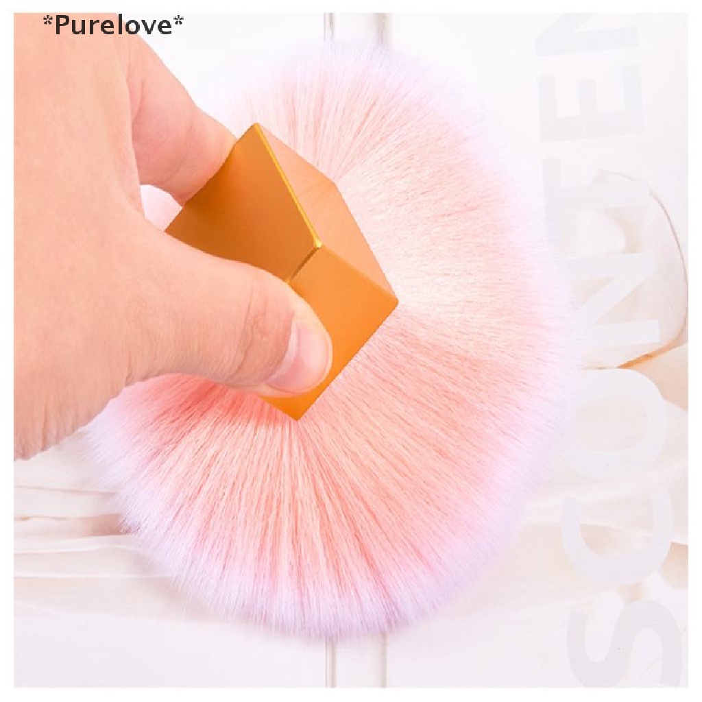 [[Purelove]] Nail Cleaning Dust Brush Square Gold Metal Handle Nail Art Care Manicure Pedicur [Hot Sell]