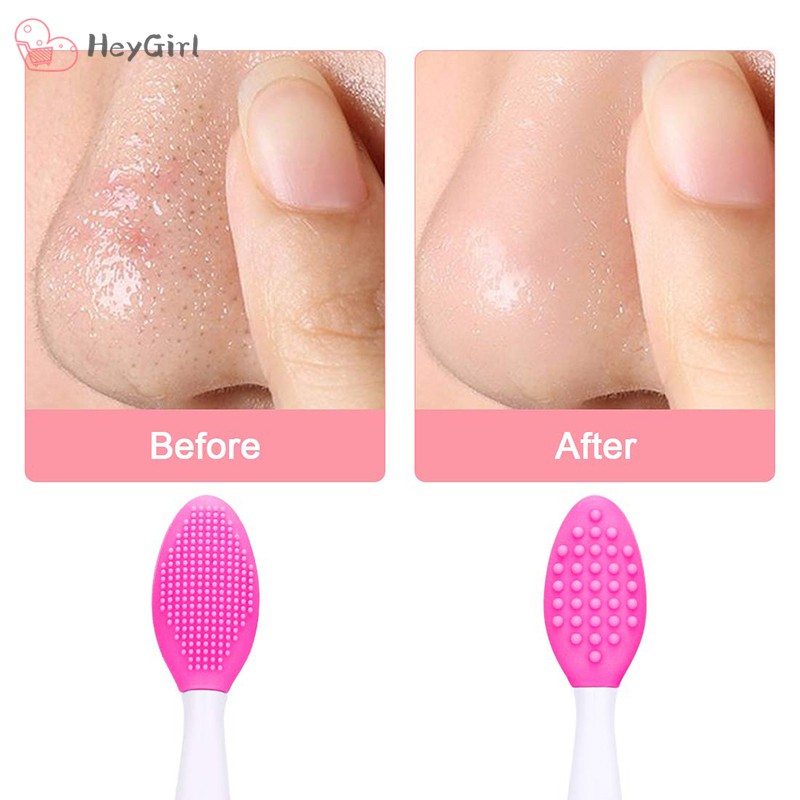 2pcs Lip and Nose Scrub Brush Silicone Exfoliating Lip Brush Double-Sided Soft Lip Nose Exfoliator Scrubber Tool