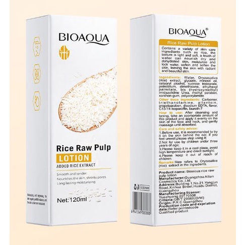 Lotion Chiết Xuất Gạo Bioaoua Tinh Chất Dưỡng Ẩm Chăm Sóc Da Mặt