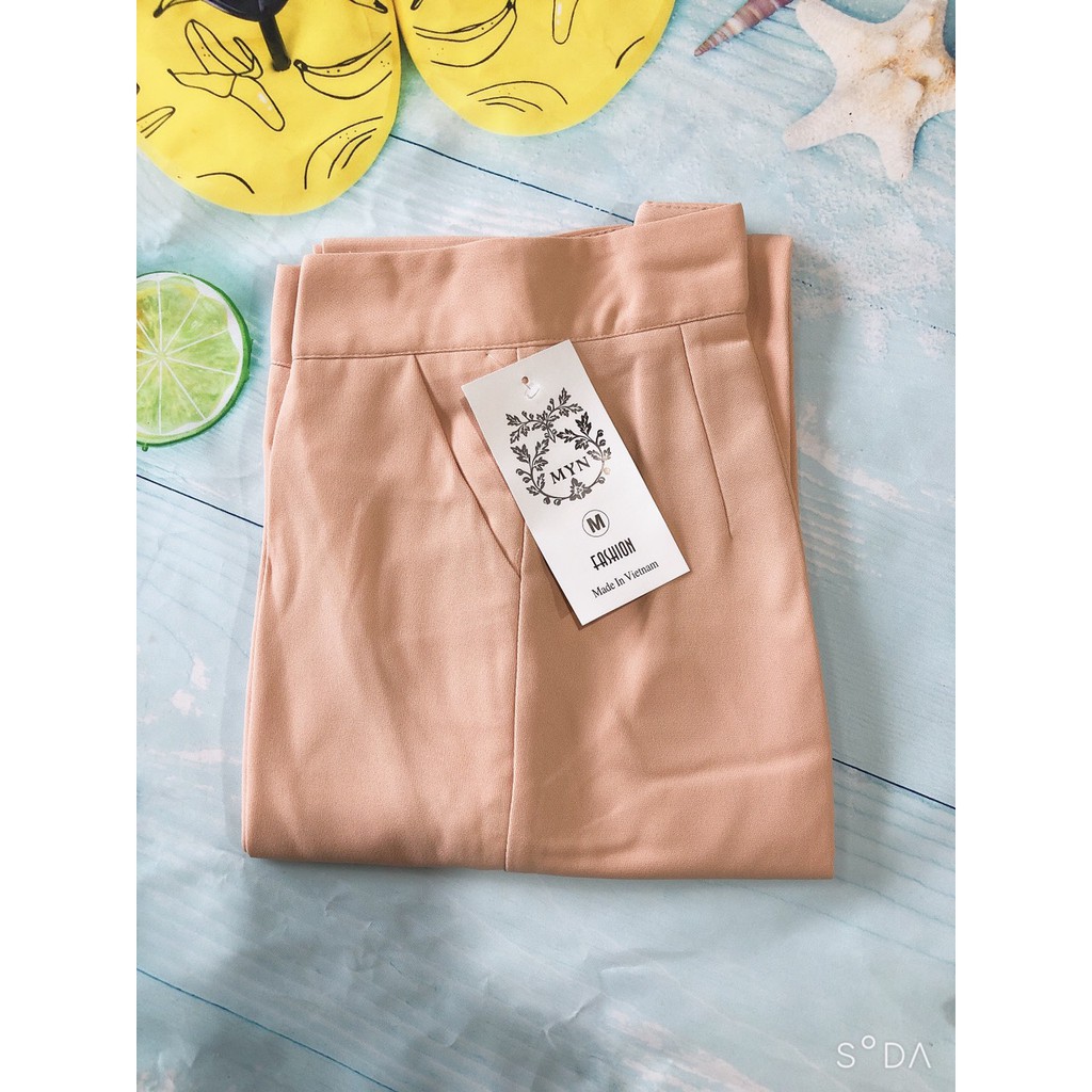 quần ống rộng nữ culottes suông dài, quần tây xuông khóa trước lưng cao vải mềm