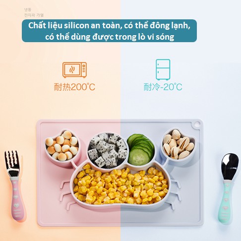 Khay ăn dặm silicon cao cấp có đế hít dính