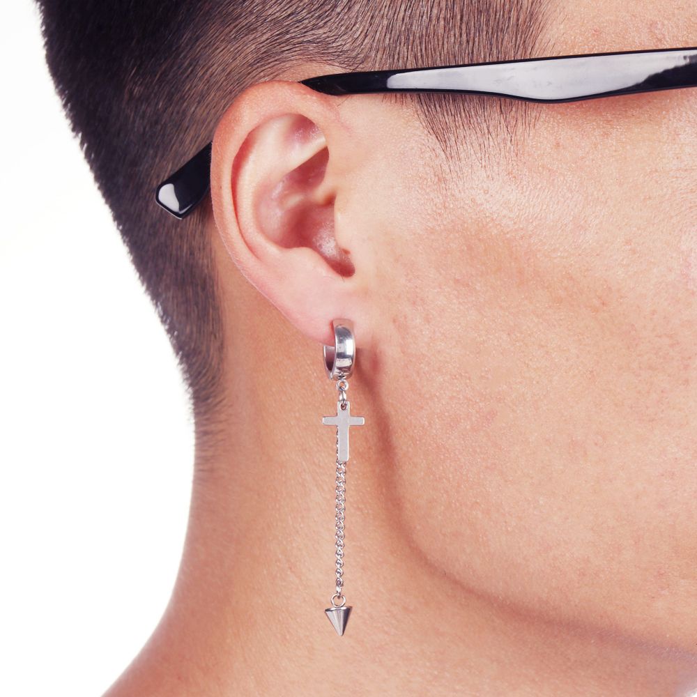 Bông Tai Dạng Chuỗi Dài Hình Sao/Chữ Thập/ Thánh Giá Phong Cách Hip Hop Thời Trang Cho Nam Và Nữ