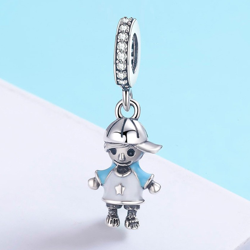 Hạt phụ kiện BAMOER PA5341 họa tiết cậu bé dùng để tự làm vòng đeo tay/ dây chuyền trang sức cho nữ