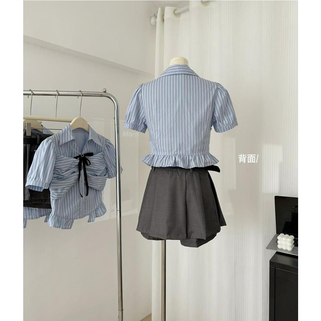 Áo Sơ Mi Kẻ Sọc Ngắn Tay Phong Cách Hàn Quốc Mã 63232