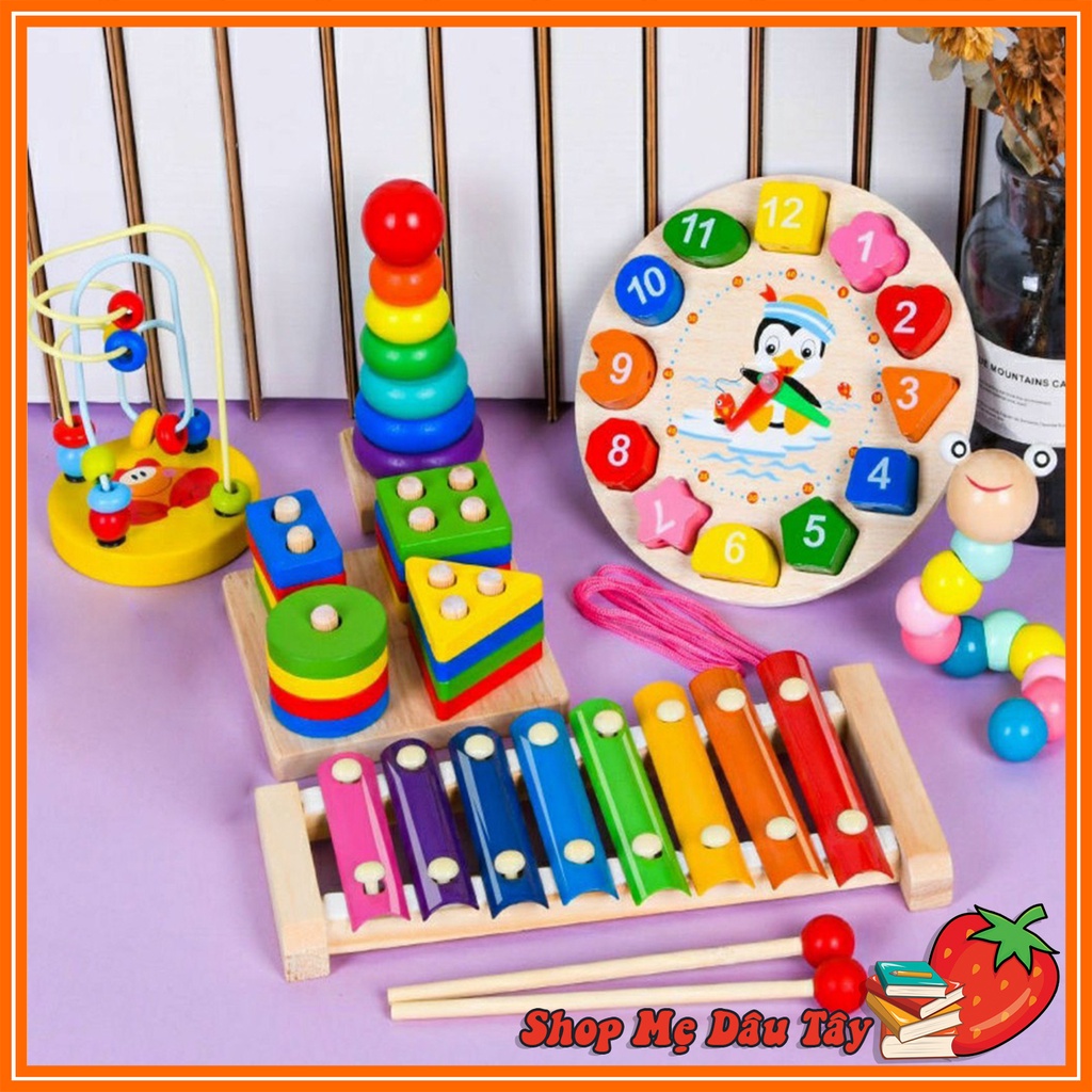 COMBO 6 MÓN ĐỒ CHƠI GỖ ⚡ HÀNG ĐẸP ⚡GIÁO CỤ MONTESSORI AN TOÀN CHO BÉ - PHÁT TRIỂN TRÍ TUỆ