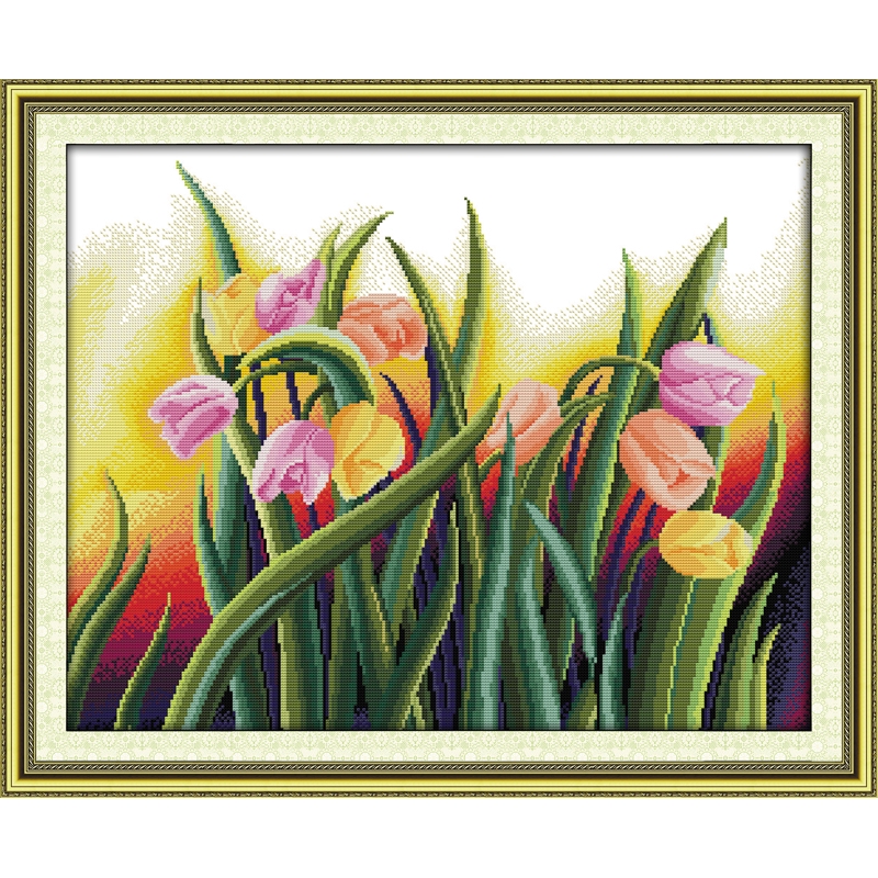 Tranh Thêu Chữ Thập Hình Hoa Tulip
