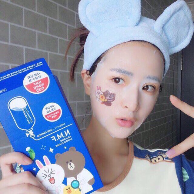 Combo 10 Mặt Nạ Gấu Thỏ Vịt MEDIHEAL LINE FRIENDS N.M.F AQUARING AMPOULE MASK