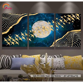 Tranh số hóa bộ 3 bức size 40x50cm đầy đủ phụ kiện, phủ bóng