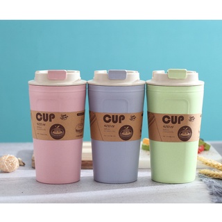 Ly lúa mạch có nắp cắm ống hút 420ml cao cấp