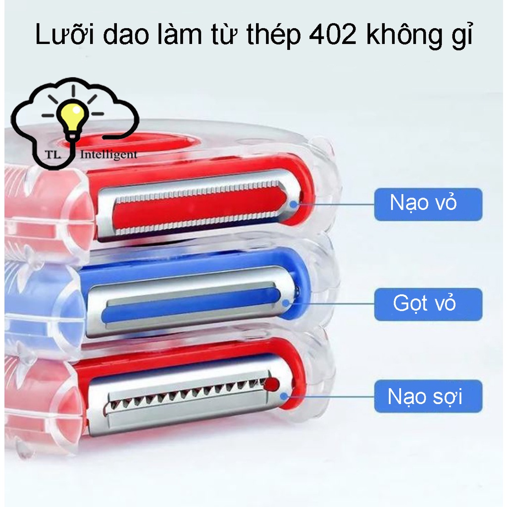 NẠO, BÀO RAU CỦ QUẢ 3 TRONG 1 GỒM 3 LƯỠI GỌT SẮC BÉN NHỎ GỌN