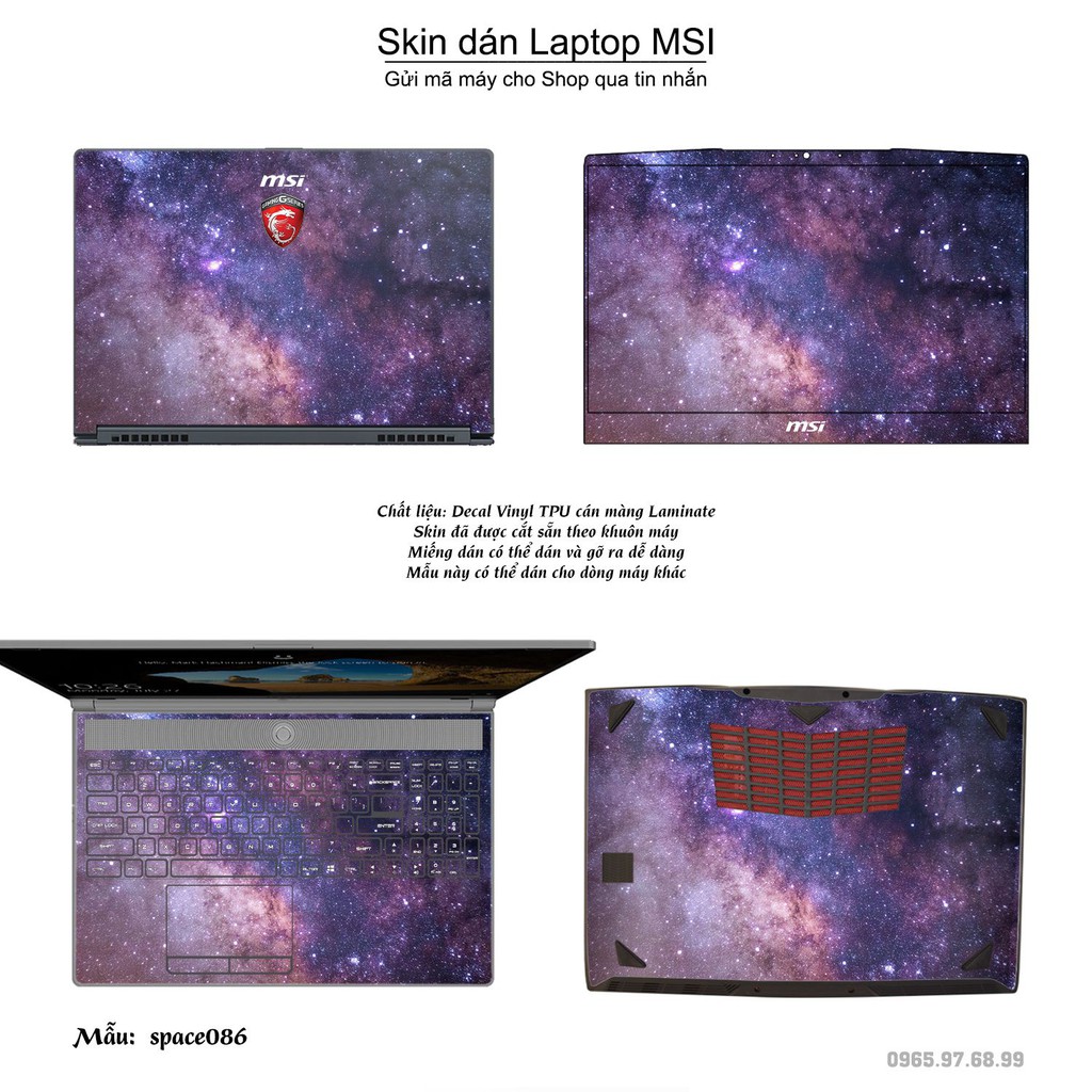 Skin dán Laptop MSI in hình không gian _nhiều mẫu 15 (inbox mã máy cho Shop)