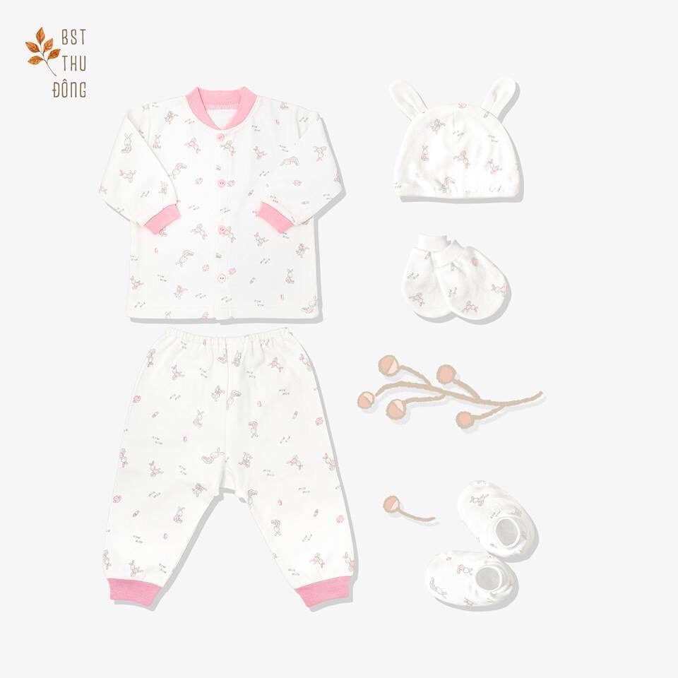 Bộ quần áo cài giữa dài tay dày Mio Mio cho bé trai và bé gái